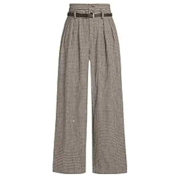 CIDER Preppy Houndstooth High Waist Wide Leg Trousers Size XL - Picture 1 of 12